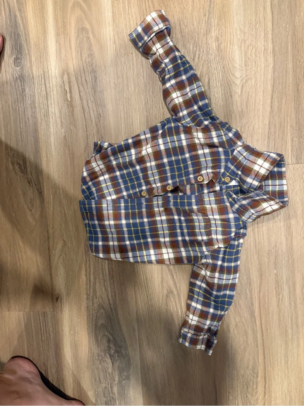 Plaid Button-Down Shirt - Blue & Brown